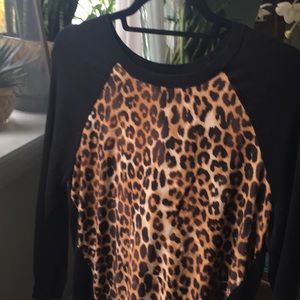 Express Leopard panel long sleeve shirt